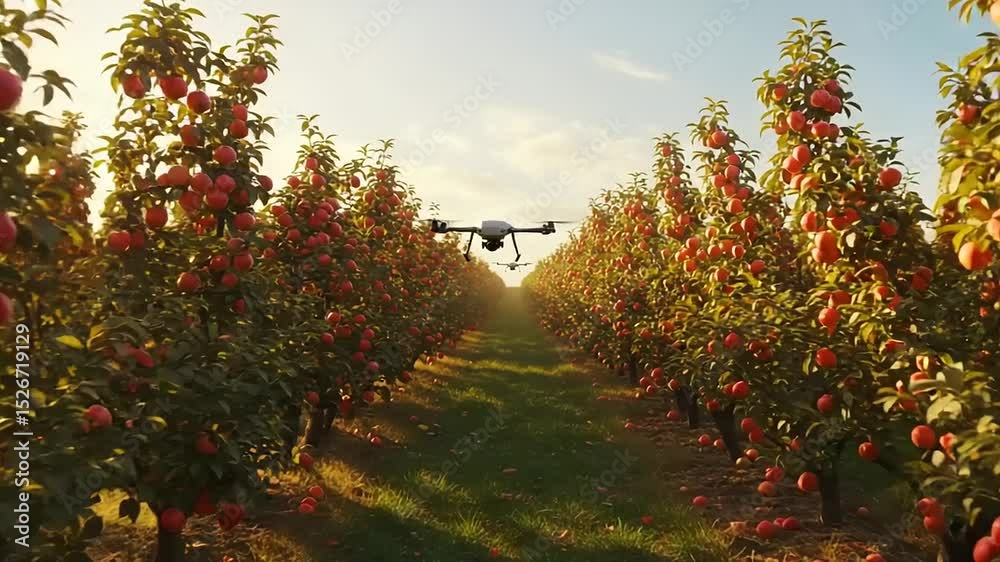 orchard with drones