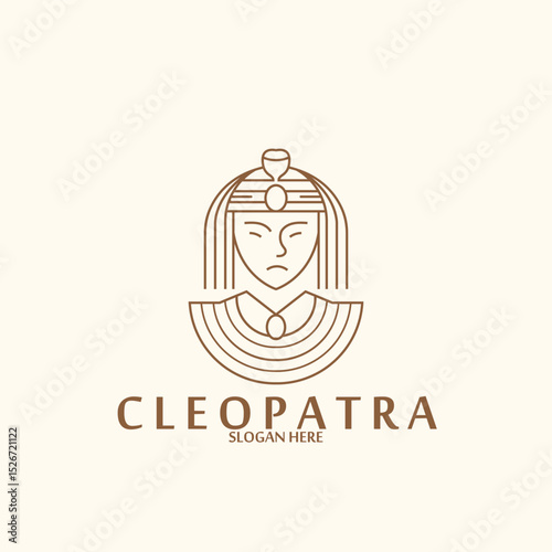 cleopatra line art abstract logo and vector icon template