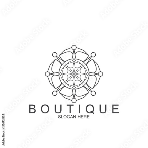 minimalist abstract boutique line art style logo and vector template