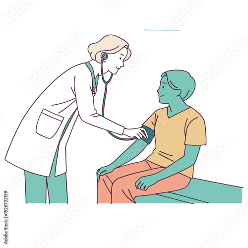 Paramedic measuring blood pressure to woman vector design