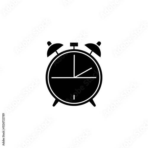 Black Alarm Clock Icon – Minimalist Time Reminder Bell Vector Silhouette