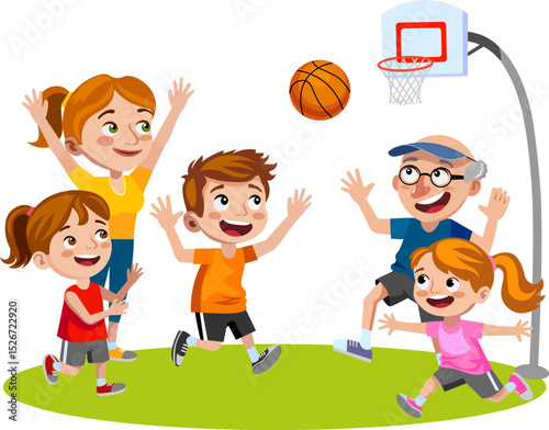 family playing volleyball