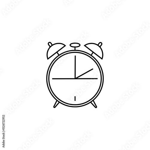 Minimal Alarm Clock Icon – Line Style Time Symbol for App, UI, Web & Reminder Design