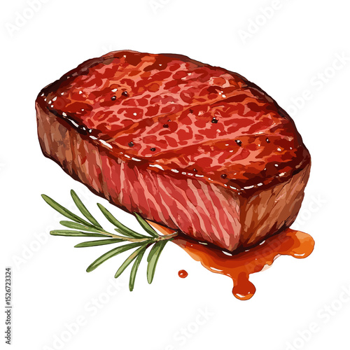Gourmet Glazed Lamb Chop European Fine Dining Illustration