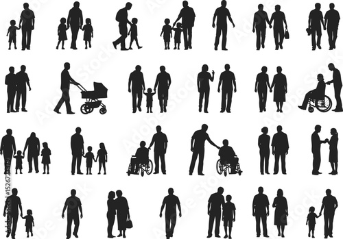 Architectural Human Silhouettes Vector Set - People for Elevation & Section Drawings