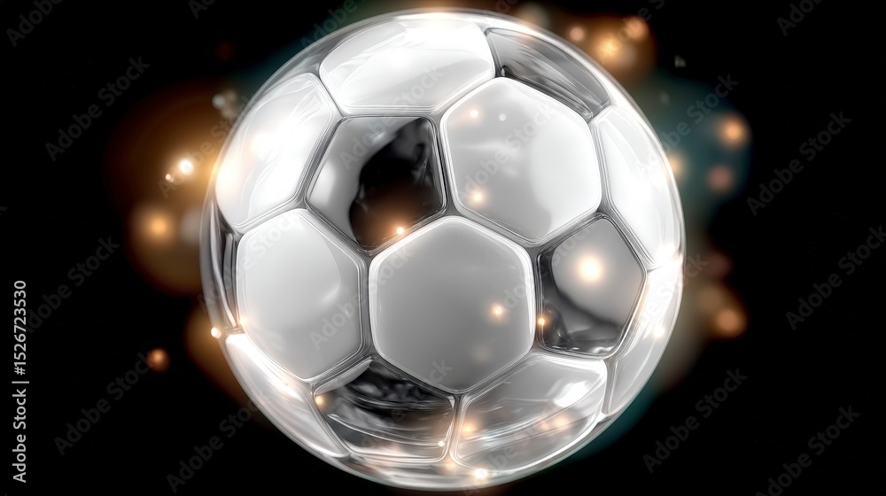 Fototapeta premium Sparkling Soccer Ball Realistic 3D Render Sports Game Competition Championship Grap
