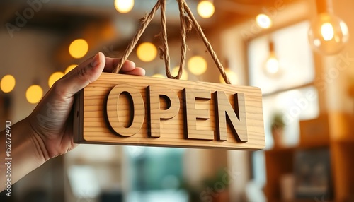 Open sign business shop store cafe restaurant grand opening welcome customer now