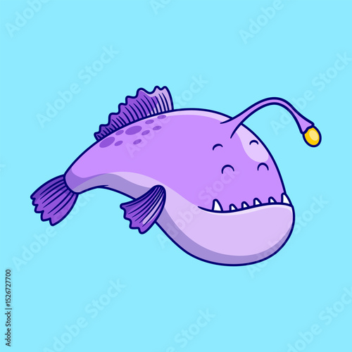 Angler Fish Cartoon Vector Icon Illustration. Sea Creatures Concept. Flat Cartoon