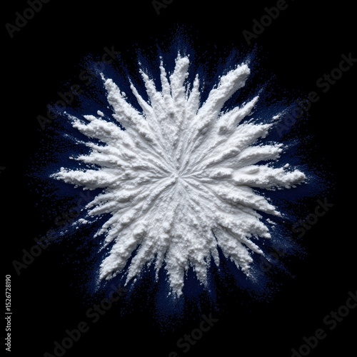 White Powder Explosion on blue Background
