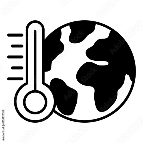 Global warming icons in outline and flat style.