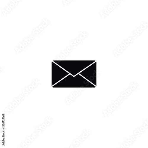 Black Envelope Icon – Bold Email Symbol for Web, App, Message UI, and Communication Design