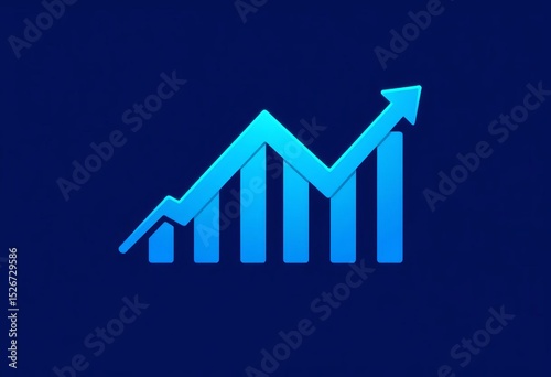 Blue gradient line icon depicting a downward-trending financial chart, symbolizing data analysis report, investment analysis, line graph