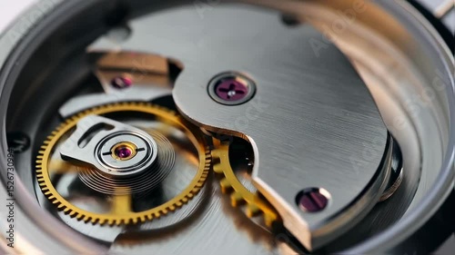 Intricate Details of a Mechanical Watch Movement: A Close-Up View of Gears and Components