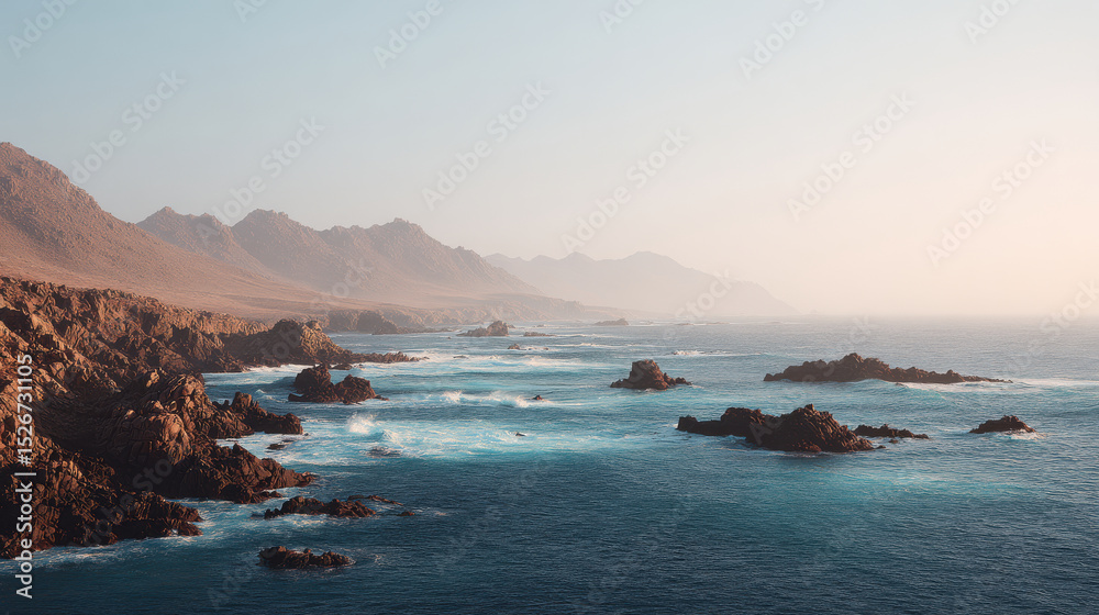 Obraz premium coastal cliff in argentina at sunrise featuring repeating textures and clean minimal design