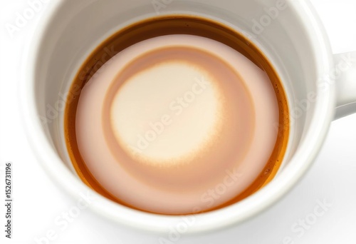 Close-up of a coffee ring stain on a white cup, isolated on white,  spot,  mark