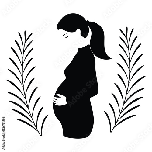 Illustration of pregnant woman: Symbolizing new life and maternal love