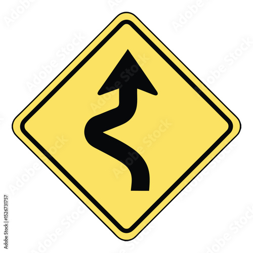 Yellow winding road sign: Symbolizing life's unpredictable journey ahead