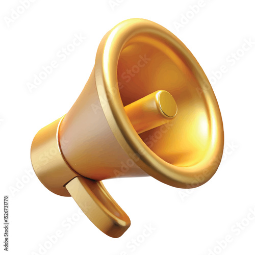 Golden 3D megaphone icon is great for luxury brand promotion, digital ads, and attention-grabbing visuals.