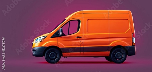 Sleek modern delivery van icon, side profile, vibrant color,  symbol,  truck