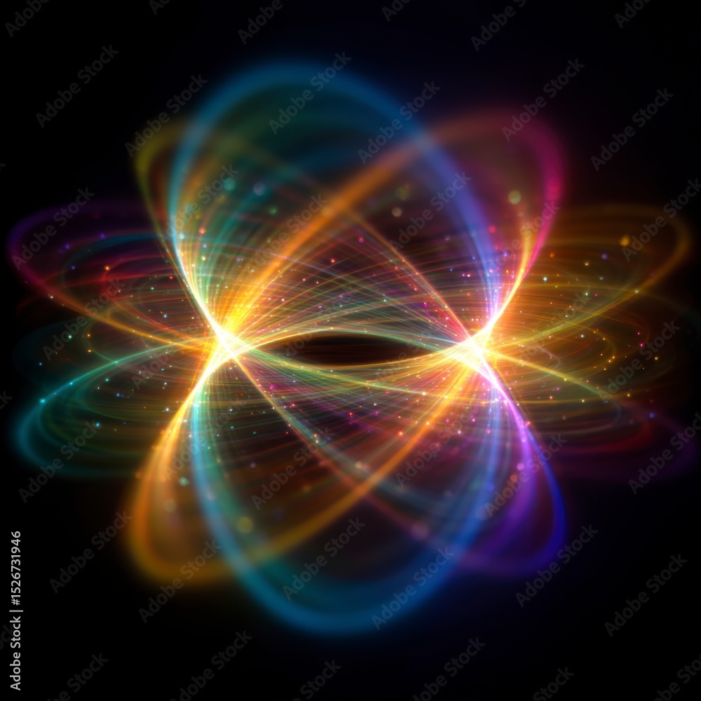 Obraz premium Radiant Energy Loops with Colorful Orbital Patterns and Effects