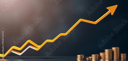 Upward trending graph and arrow symbolizing financial growth and economic prosperity,  upward trend,   upward