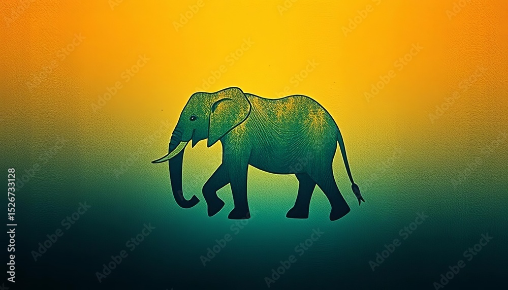 Obraz premium Elegant minimalist elephant silhouette on textured background, ideal for wall art, black, silhouette