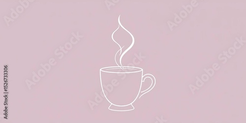 Single continuous line drawing of a coffee cup emitting steam,  caffeine,  hot