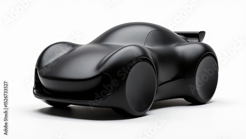A black sports car model exhibits smooth curves and a contemporary design, emphasizing elegance and creativity in automobile aesthetics