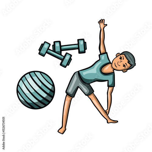 symbol of physical education, exercise, gymnastics color vector illustration