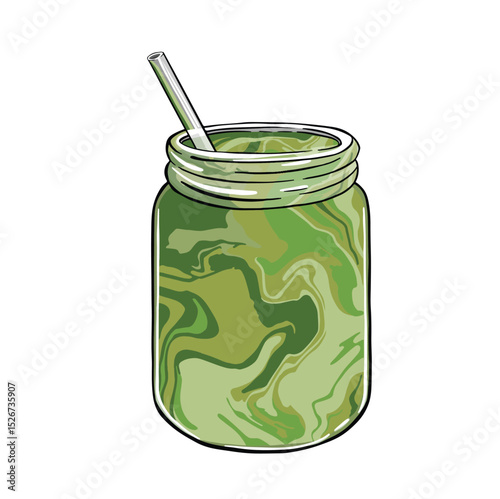 matcha tea green cocktail illustration vector