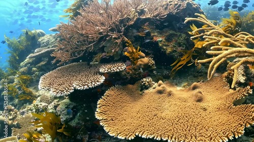 Vibrant Underwater Scene of a Thriving Coral Reef Ecosystem in Ocean Depths