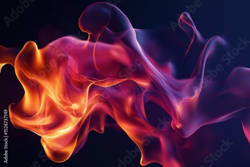 Colorful abstract waves of light swirling gracefully, creating a mesmerizing dance in a dark atmosphere