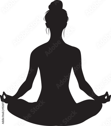 yoga poses black shadow flat illustration design