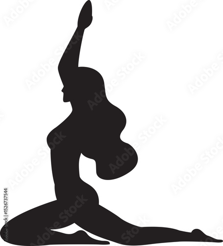 yoga poses black shadow flat illustration design