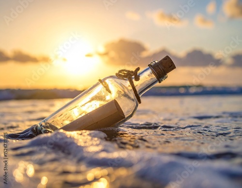 A message in the bottle at sea 