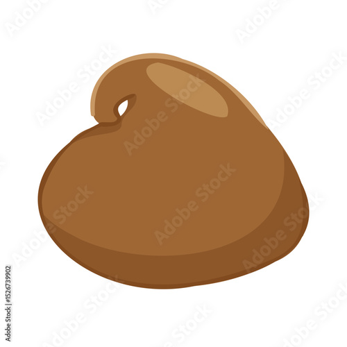 Single drop of milk chocolate in smooth round shape. Vector cartoon element. For sweets packaging, dessert graphics, baking visuals, product icons, branding use