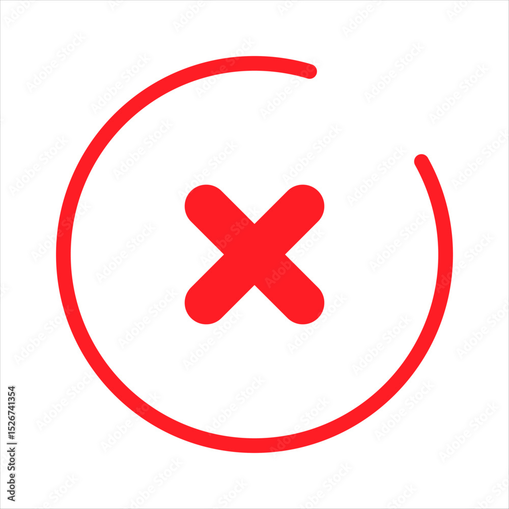 Fototapeta premium Cross check mark exclamation mark on white background. Isolated vector sign symbol. Set of check mark or exclamation mark icons. Flat vector icon. Test question. EPS 10