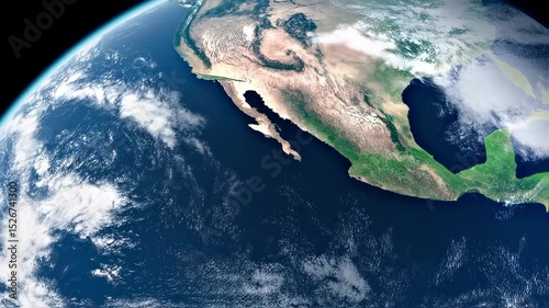 Stunning Aerial View of North America from Space Earth's Curvature Ocean Cloudscape Geography