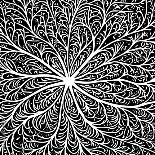 Neural network mesh, abstract tech-inspired monochrome design black and white seamless pattern