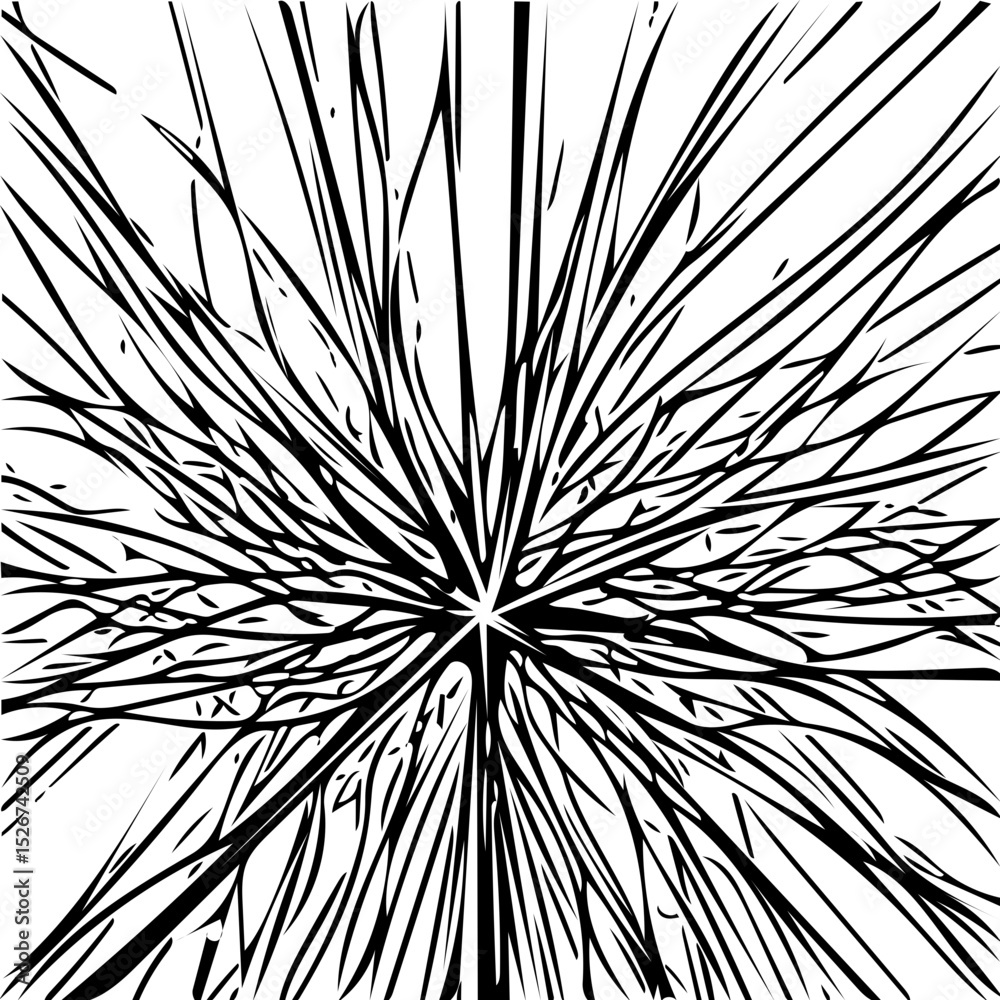 Obraz premium Electric neuron lines, black and white fractal style illustration