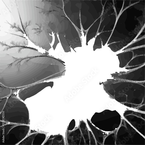 Electric neuron lines, black and white fractal style illustration