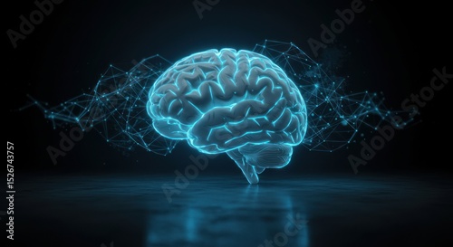 Glowing human brain digital rendering