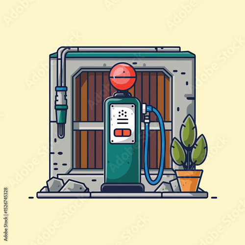 vector icons to vehicle fueling and charging a gasoline pump, an electric vehicle plug hydrogen mole
