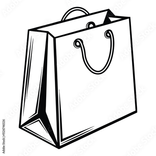 Simple black and white shopping bag illustration