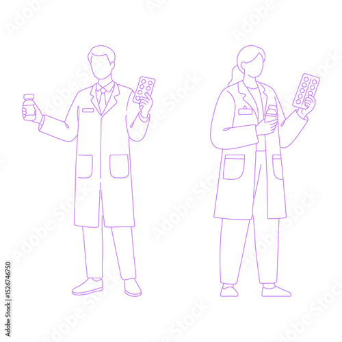 pharmacist lineart illustration