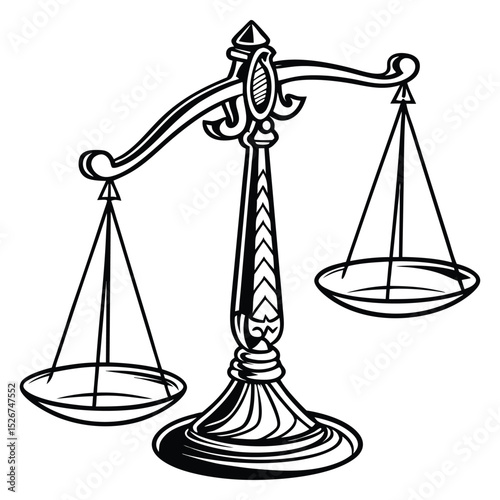 Ornate scales of justice legal symbol