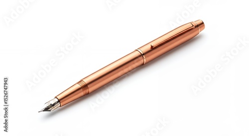Copper fountain pen on white background
