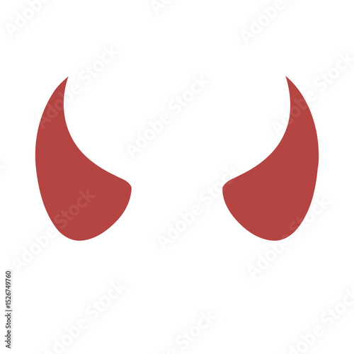 Simple Red Devil Horns Isolated on White Background Ideal for Halloween or Themed Party Decorations and Graphic Design Projects