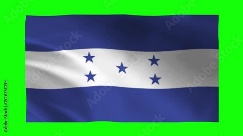 Honduras Flag GreenScreen Waving Animation of the Honduran flag waving on a green screen background, perfect for video compositing and visual effects projects.
