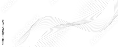 Gray wave curve lines abstract background with flowing particles. Digital energy waves technology concept. Modern backdrop design for business, presentation, banner.